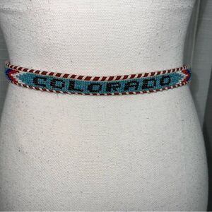 Vintage Beaded and Leather Colorado Belt Women’s Medium 34 Inches Southwest
